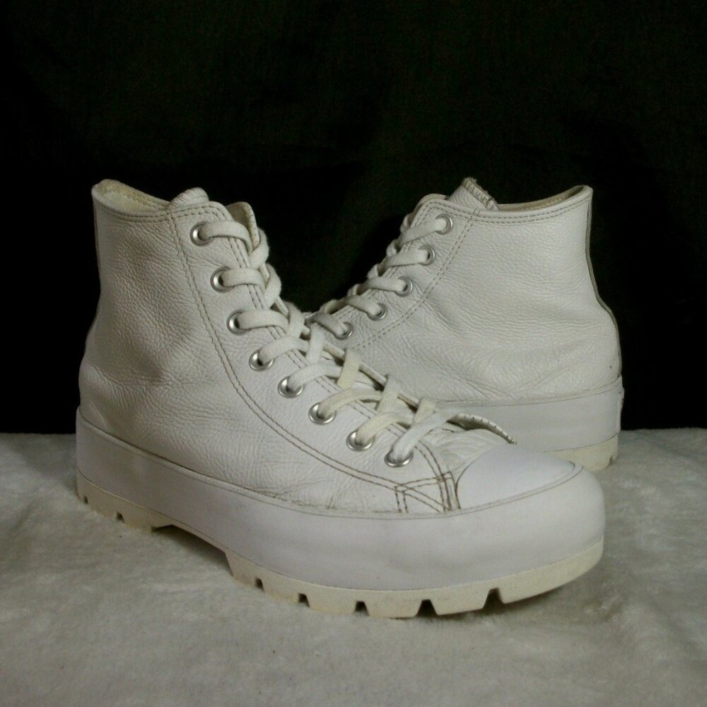 CONVERSE CTAS LUGGED HI WHITE LEATHER WOMEN SNEAKERS 10.5M 42 FREE SHIP
